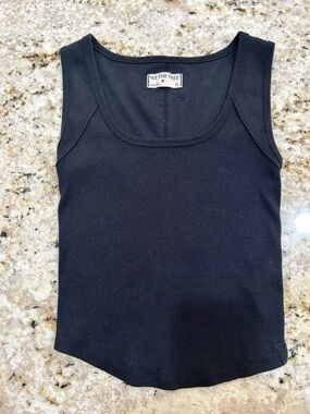 We The Free Black Hummingbird Ribbed Scoop Tank Top